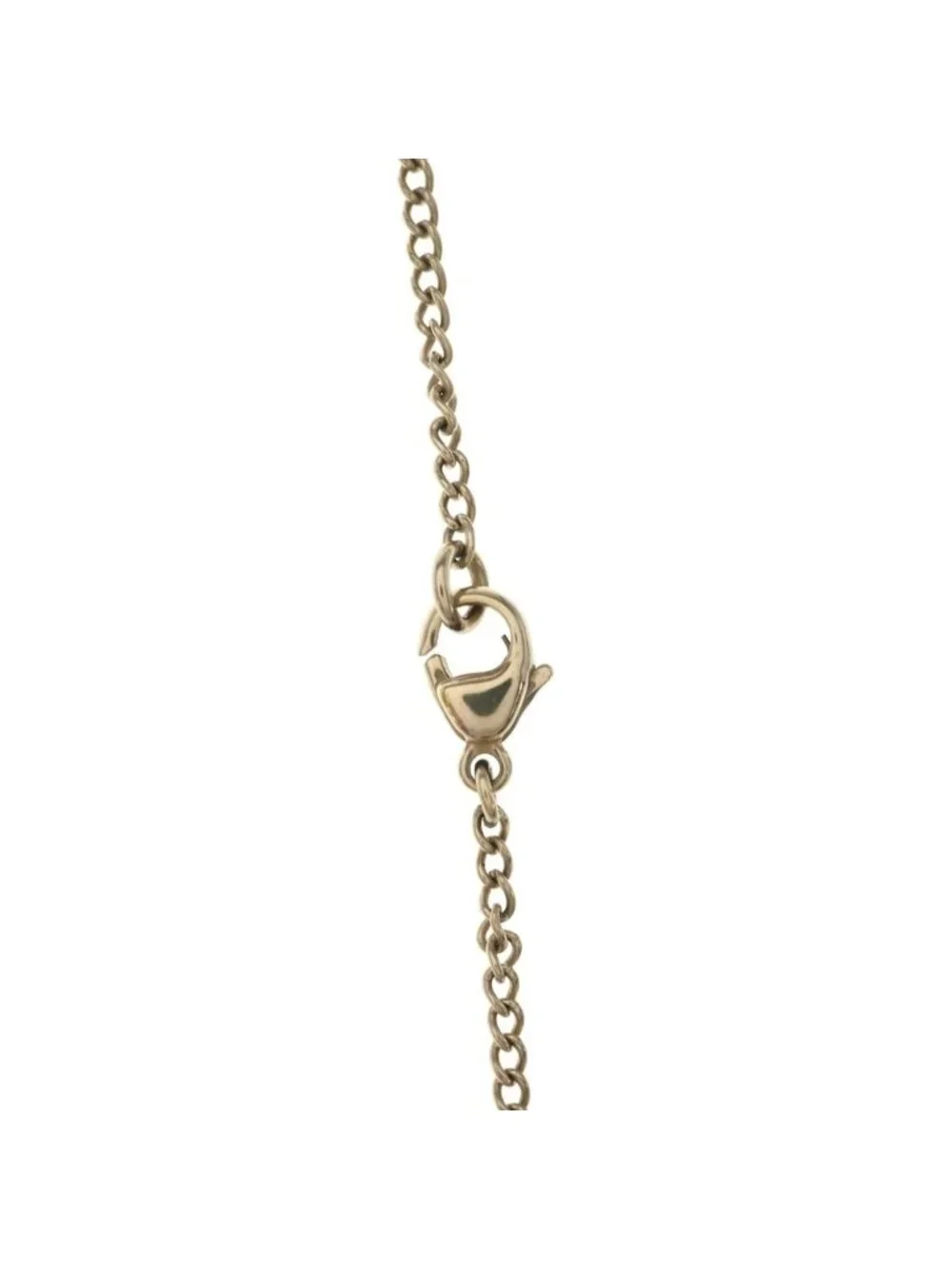Chanel CC Logo Rhinestone Crossbone Pendant Chain Gold Necklace